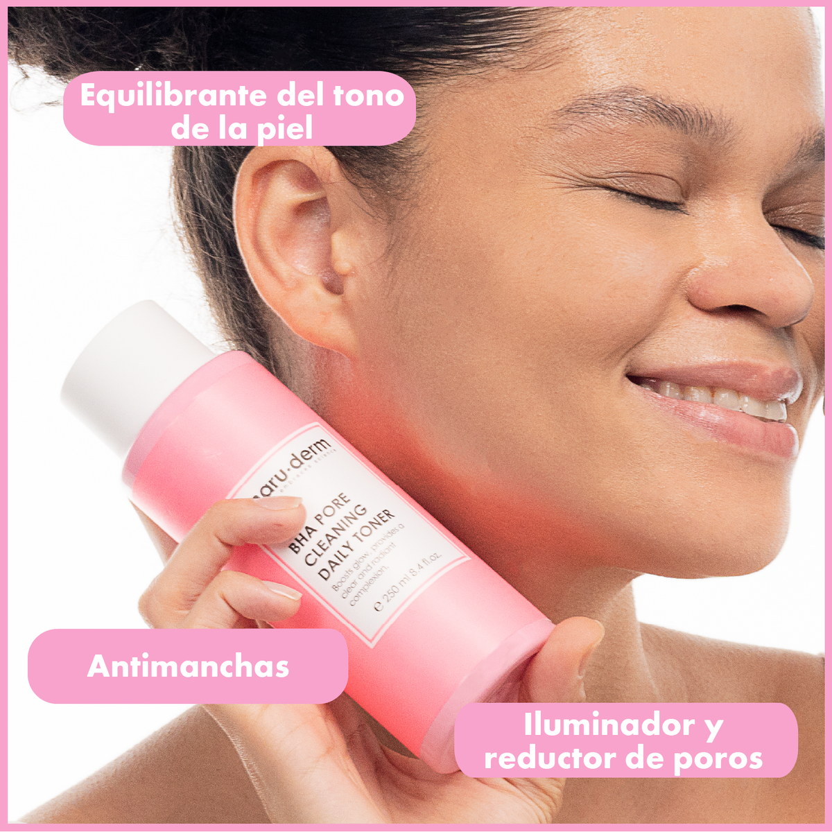 Tónico reafirmante de poros con ácido salicílico (BHA) al 2% de Maruderm – Tónico purificante anti-puntos negros 250 ml