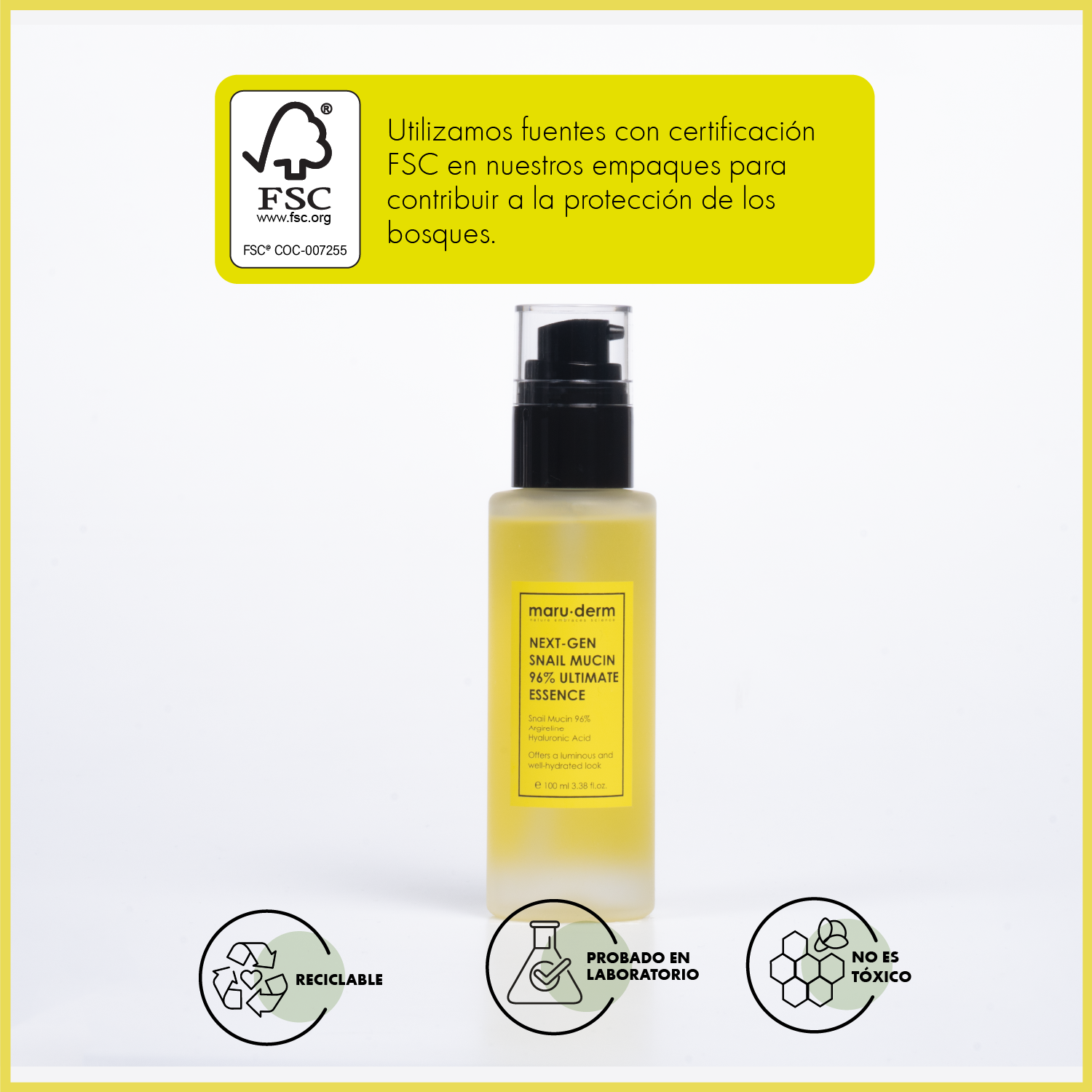 Tónico reparador con baba de caracol Maruderm al 96% – Tónico hidratante y regenerador de la piel  100 ml | Cosméticos en línea