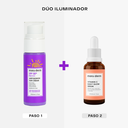 Dúo Iluminador Vitamina C + Protector Solar Antimanchas SPF 50+ Maruderm