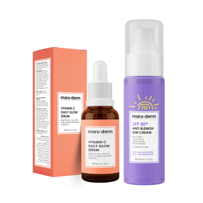 Dúo Iluminador Vitamina C + Protector Solar Antimanchas SPF 50+ Maruderm