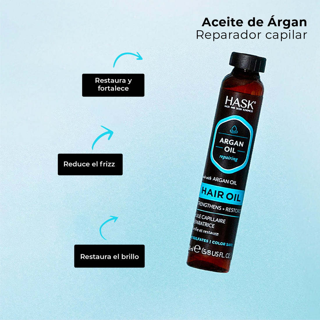 Oleo Capilar Reparador con Aceite de Argán 18 ml HASK | Cosméticos en línea