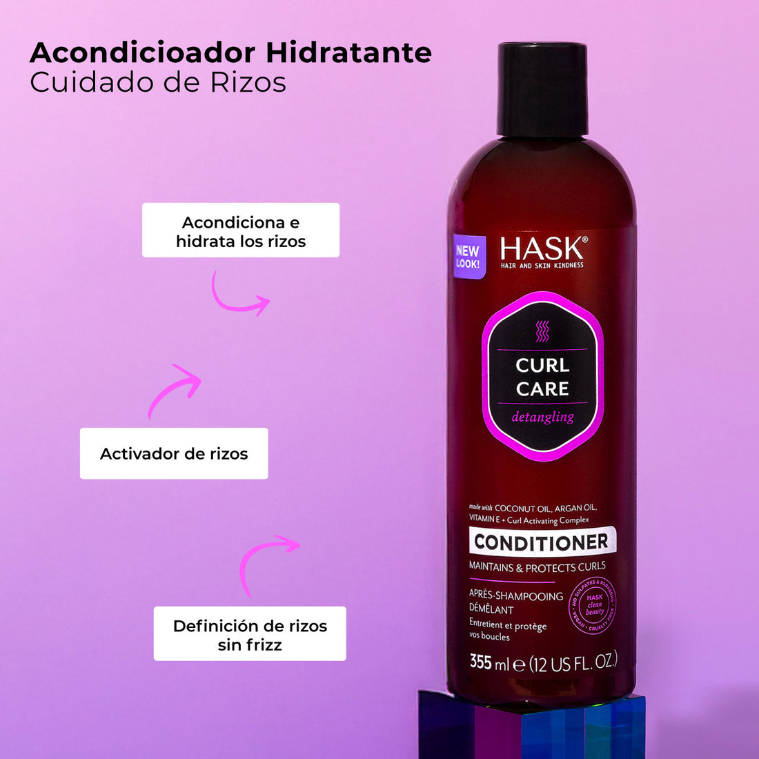 Acondicionador Hidratante y Desenredante para Cuidado de Rizos HASK | Cosméticos en línea