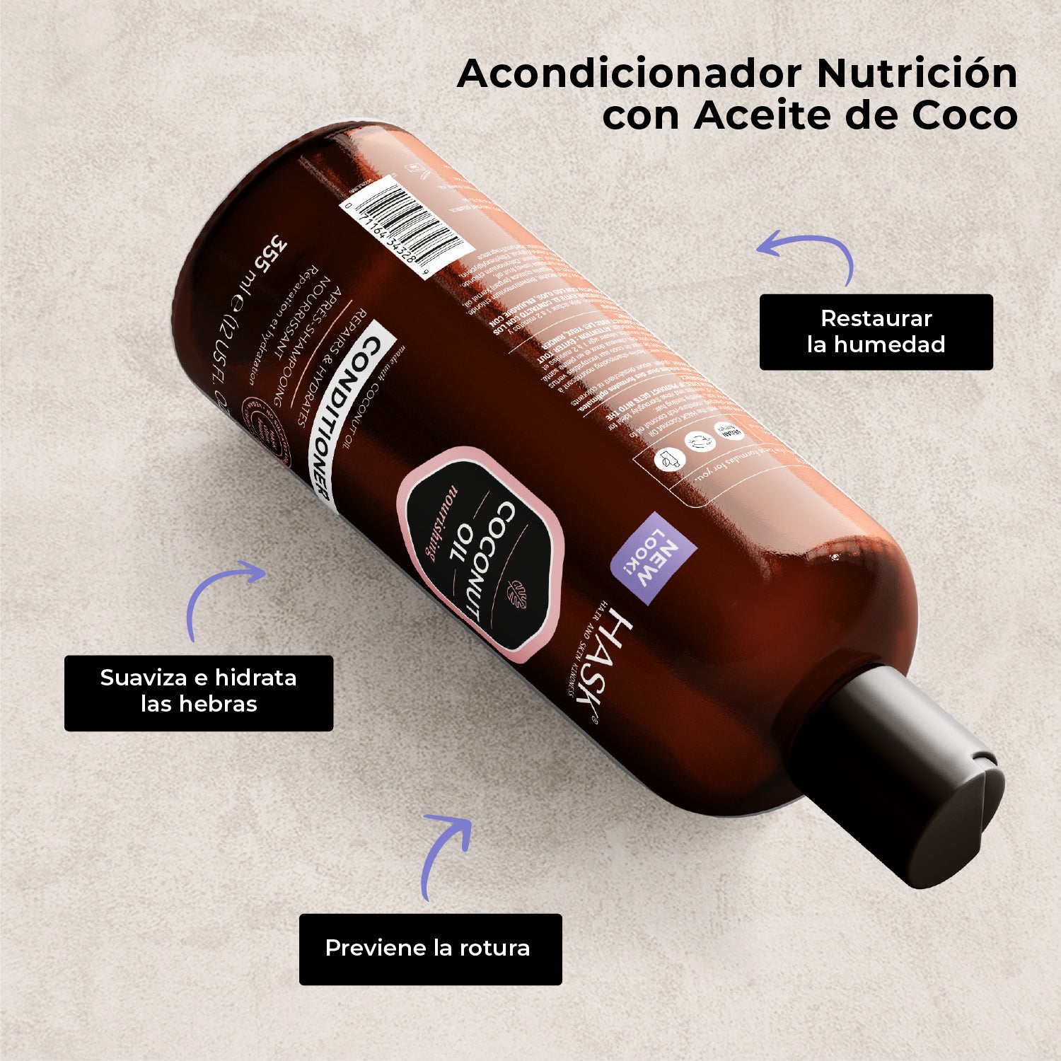 Acondicionador Nutritivo con Aceite de Coconut y Monoi HASK | Cosméticos en línea