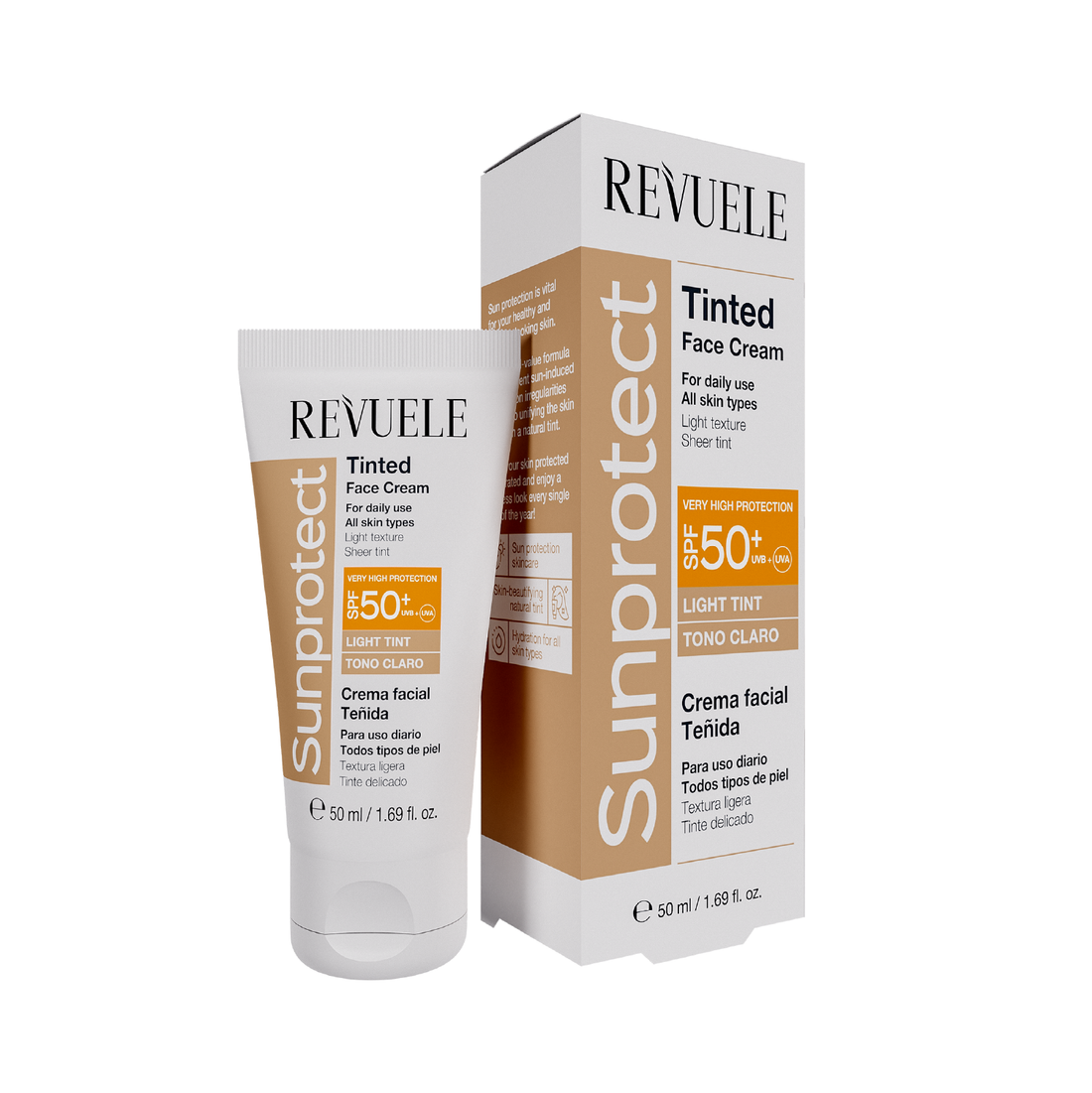 PROTECTOR SOLAR CON COLOR CLARO SPF 50+ DE REVUELE | Cosméticos en línea