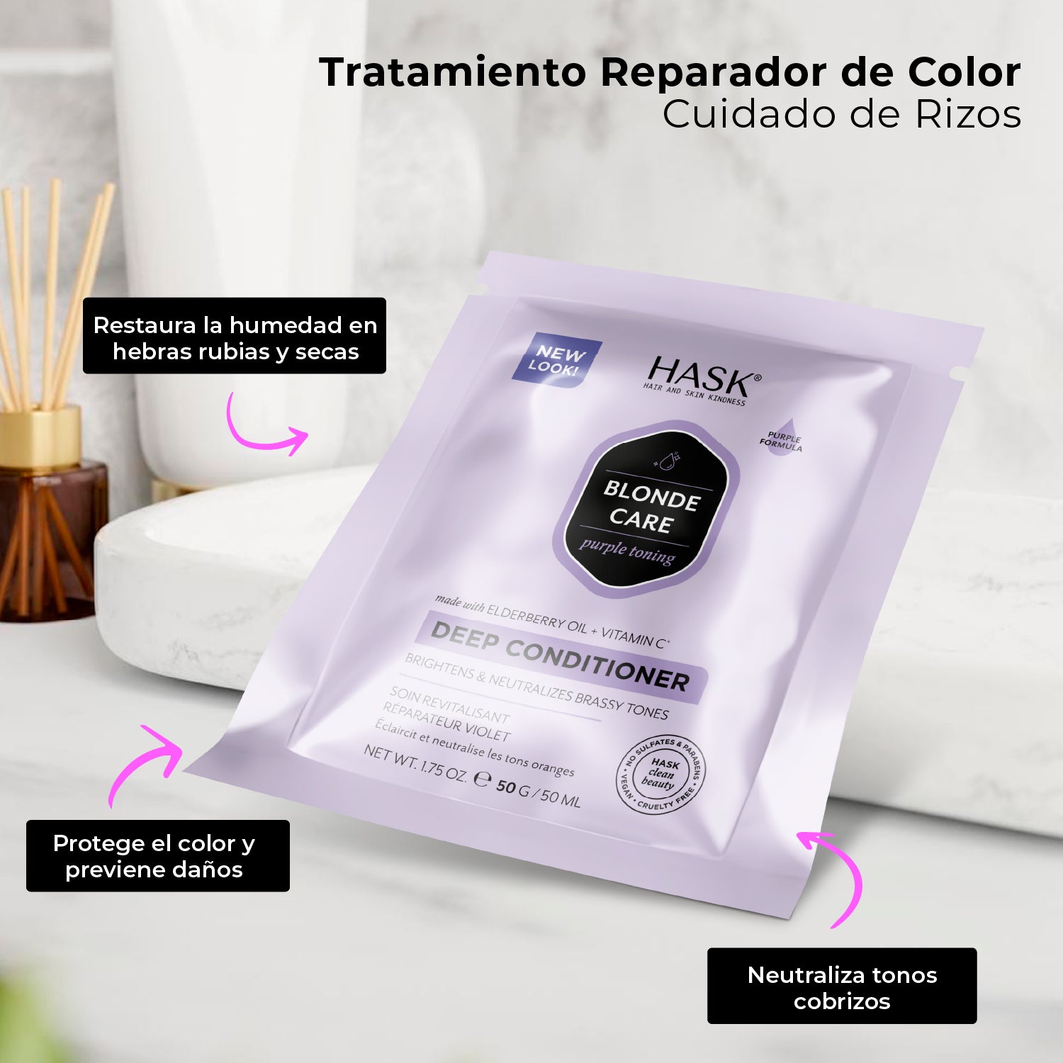 Tratamiento Intensivo Matificante para Rubios HASK | Cosméticos en línea